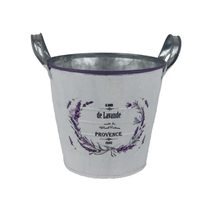 Květináč plechový motiv levandule K4595/2 - Round:14.5x13-16 Bottom:10