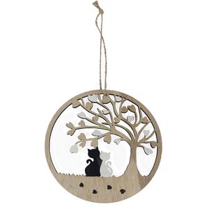 Dekorace k zavěšení strom života s kočkami D6149/3 - dia 18 × 0,5 cm