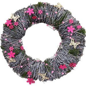 Věnec s dekoracemi jarní větší P0576/2 - 34 cm