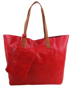 Velká červená shopper dámská taška s crossbody uvnitř