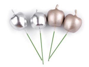 Umělá jablíčka na drátku metalická 2 kusy