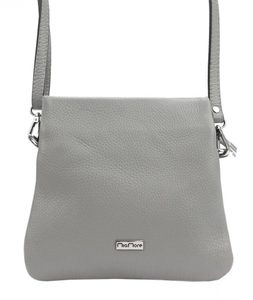 MiaMore Kožená crossbody dámská kabelka se třemi oddíly středně šedá