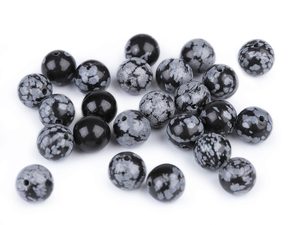 Minerálové korálky Obsidián vločkový Ø8 mm balení 40 kusů