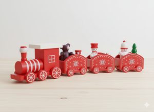 Vánoční vláček s postavičkami - červená/bílá