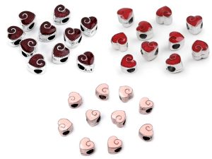 Kovové korálky s velkým průvlekem srdce 10x10 mm 2 kusy