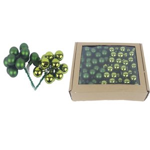 Skleněné baňky na drátku tm.zelené, pr.2,5 cm, S0571-16/BOX 144 ks - 2,5 cm