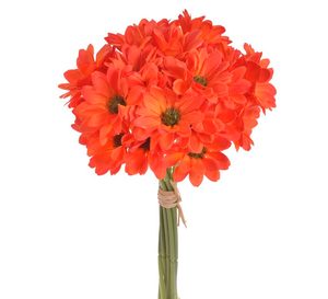Umělá kytice kopretin 9 stonků - oranžová