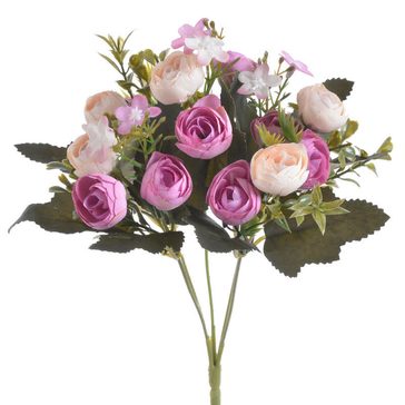 Mini pryskyřníky kytice - růžová/sv. meruňková 28 cm