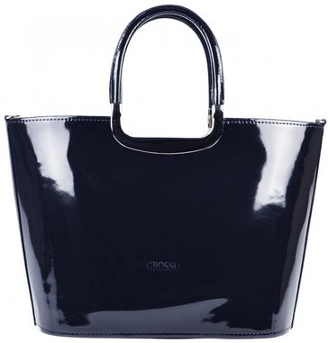 Luxusní kabelka tmavě modrá lakovaná S7 stříbrné kování GROSSO