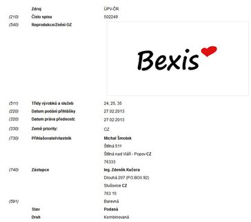 Bexis ochranná známka UPV.cz