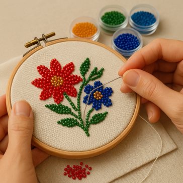 Korálková výšivka pre začiatočníkov: Prvé kroky s ihlou a korálkami