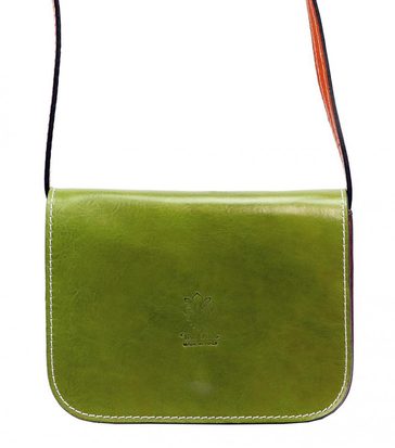 Kožená malá dámská crossbody kabelka olivová zelená s červeným páskem Vera  Pelle Bexis.sk