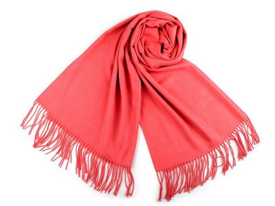 Šála typu pashmina s třásněmi 65x180 cm{% if variant.name %} – 3 (48) korálová{% endif %}
