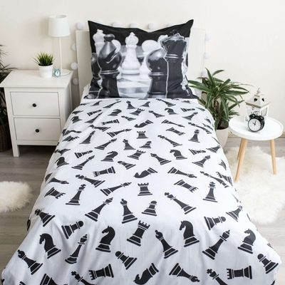 JERRY FABRICS Povlečení Šachy Bavlna, 140/200, 70/90 cm – fotka 2