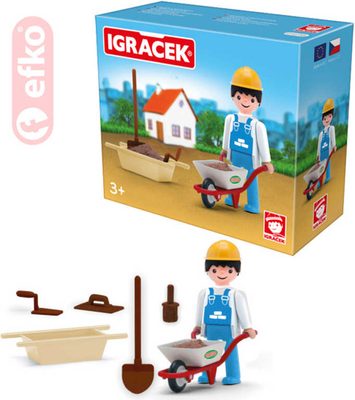 IGRÁČEK Zedník se stavebními kolečky a doplňky v krabičce – fotka 1
