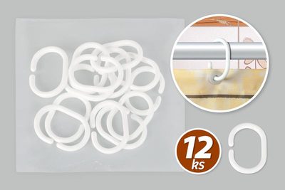 Kroužky na sprchový závěs Bílá sada 12 ks{% if product.brand.name %} – Bellatex{% endif %}