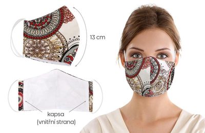 Dětská rouška 13 cm červená mandala{% if product.brand.name %} – Bellatex{% endif %}