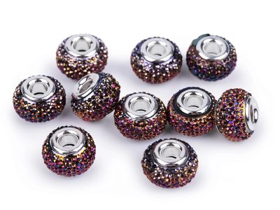 Plastové korálky s velkým průvlekem / plavkové 9x14 mm 2 kusy - 16 AB (060) fialová tmavá