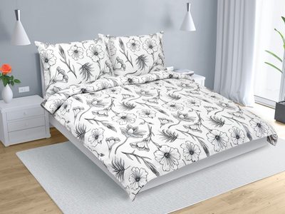 Krepové povlečení na dvoudeku Bílá,Šedá 80/935{% if variant.name %} – 200x220 cm, 2ks 70x90 cm (200 cm šířka x 220 cm délka prodloužená){% endif %}