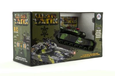 Tank RC T-80 plast 25cm s dobíjecím packem USB+adaptér na baterie 2 druhy 2,4 GHz v krabici – fotka 1