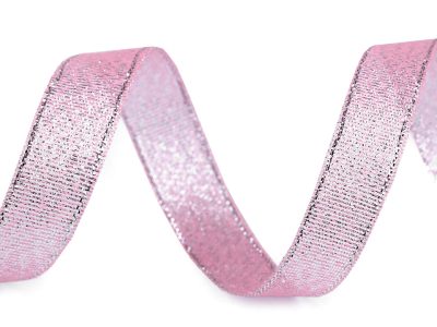 Brokátová stuha s lurexem šíře 15 mm vánoční návin 22,5 metrů{% if variant.name %} – 4 C020 růžová sv.{% endif %}
