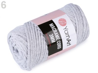 Pletací příze Macrame Cord 3mm 250 g - 6 (756) šedá nejsv.