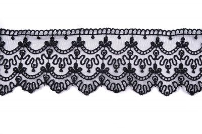 Krajka šifonová vyšívaná 5233 šíře 6 cm černá METRÁŽ{% if product.brand.name %} – Galanterka{% endif %}