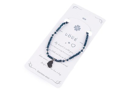 Náramek s broušenými korálky z nerezové oceli - srdce{% if product.brand.name %} – Stoklasa{% endif %}