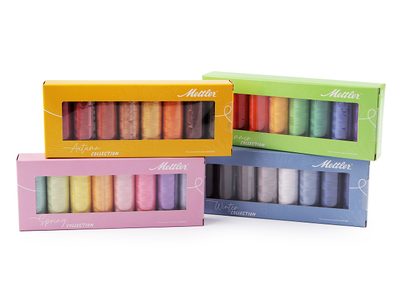 Sada bavlněných nití Silk-finish Mettler 8 x 150 metrů{% if product.brand.name %} – Mettler{% endif %}