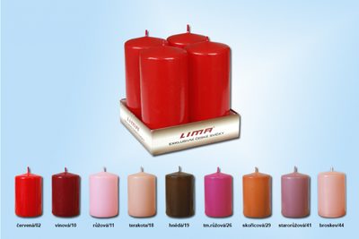 Adventní svíčky válec 60x120mm 4 ks červené{% if product.brand.name %} – Lima{% endif %}