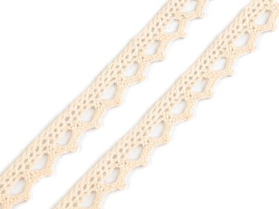 Bavlněná krajka šíře 11 mm paličkovaná balení 22 METRŮ{% if variant.name %} – 3 režná světlá{% endif %}