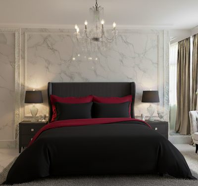 Saténové povlečení LUXURY COLLECTION vínové/černé – fotka 2