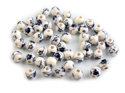 Porcelánové korálky s květy Ø6 mm 10ks{% if variant.name %} – 6 modrá temná{% endif %}