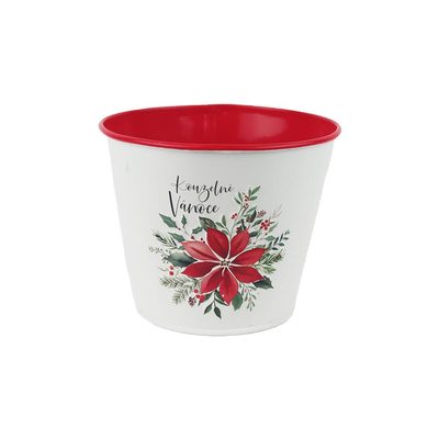 Vánoční květináč plechový K4992/1 - D12XH10 cm B:8.5 cm - Morex