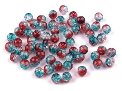 Skleněné korálky praskačky dvoubarevné Ø6 mm 10 gramu{% if variant.name %} – 5 (48023) červená jahoda - tyrkys{% endif %}