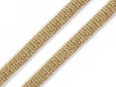 Pruženka brokátová / ramínková šíře 10 mm s lurexem METRÁŽ{% if variant.name %} – 3 Sunset Gold{% endif %}