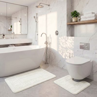 Koupelnová a WC předložka ornament smetanový – fotka 1