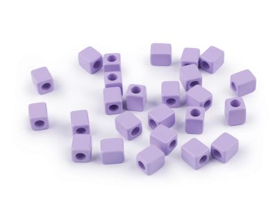 Plastové korálky kostka 6x6 mm 5 g{% if variant.name %} – 4 fialová lila{% endif %}