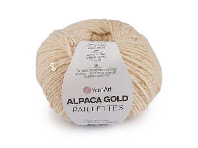 Pletací příze Alpaca Gold s flitry 50 g{% if variant.name %} – 2 (9302) béžová světlá{% endif %}
