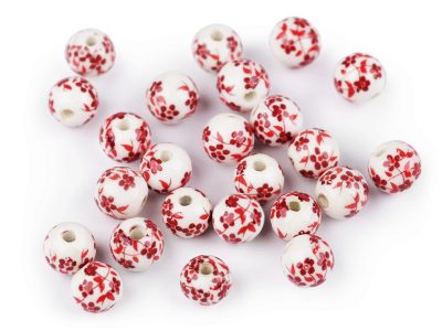 Porcelánové korálky s květy Ø8 mm 5 kusů{% if variant.name %} – 5 červená{% endif %}
