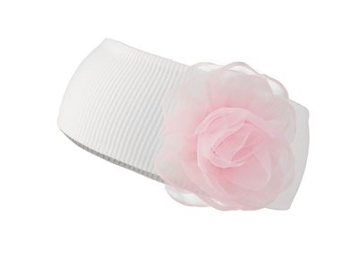 Bavlněná čelenka pro miminko s ozdobou{% if variant.name %} – 2 Off White květ{% endif %}