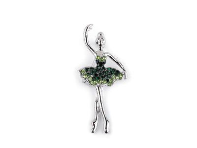 Brož s broušenými kamínky baletka{% if variant.name %} – 2 emerald{% endif %}