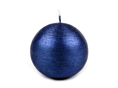 Adventní / vánoční svíčka koule metalický lesk Ø8 cm{% if variant.name %} – 8 modrá královská{% endif %}