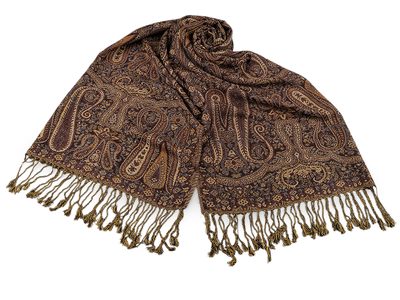 Šátek / šála bavlna / PES orientální paisley 70x180 cm{% if variant.name %} – 3 hnědobéžová{% endif %}