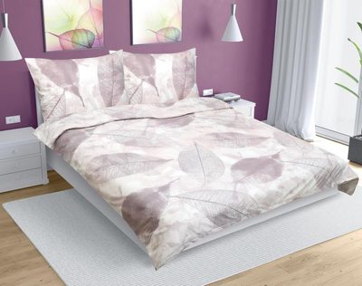 Povlečení bavlna 200x220, 2ks 70x90 cm béžový list – fotka 3