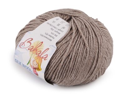 Pletací vlněná, hedvábná příze Babala 50 g{% if variant.name %} – 4 (027) béžová{% endif %}