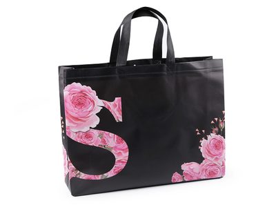 Taška z netkané texilie s květy růže 30x40 cm{% if variant.name %} – 2 černá{% endif %}
