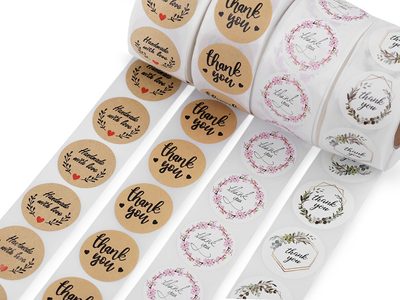 Papírové samolepky Handmade with love, thank you Ø25 mm{% if product.brand.name %} – Stoklasa{% endif %}