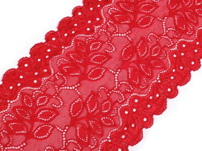 Elastická krajka / vsadka / běhoun šíře 16 cm METRÁŽ{% if variant.name %} – 5 červená{% endif %}