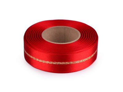Vánoční atlasová stuha s lurexem oboulící šíře 25 mm návin 20 m{% if product.brand.name %} – Galanterka{% endif %}